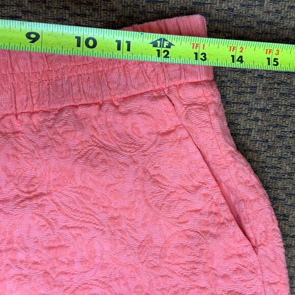J. Crew Womens Shorts 00 Textured Coral Cotton Elastic Waist Pockets - Picture 5 of 7